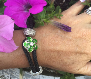Green Flower Shaped Interchangeable Snap Jewelry