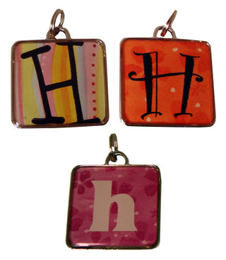 Ganz Square  H Initial Charm for Bracelet or Necklace
