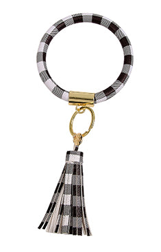 Black & White Houndstooth Purse Bling Bracelet Key Ring