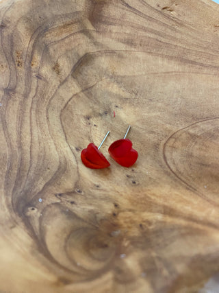 Red Glitter Heart Earrings