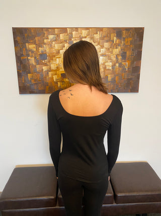 Black Square Neck Top Removable Padded Cups