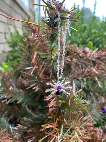 Spider Purple Black Crystals Adjustable Length Necklace