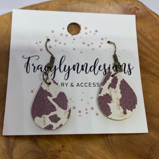 Small Cow Print Leather Earrings
