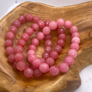 Salmon Round Bead Stretch Bracelet
