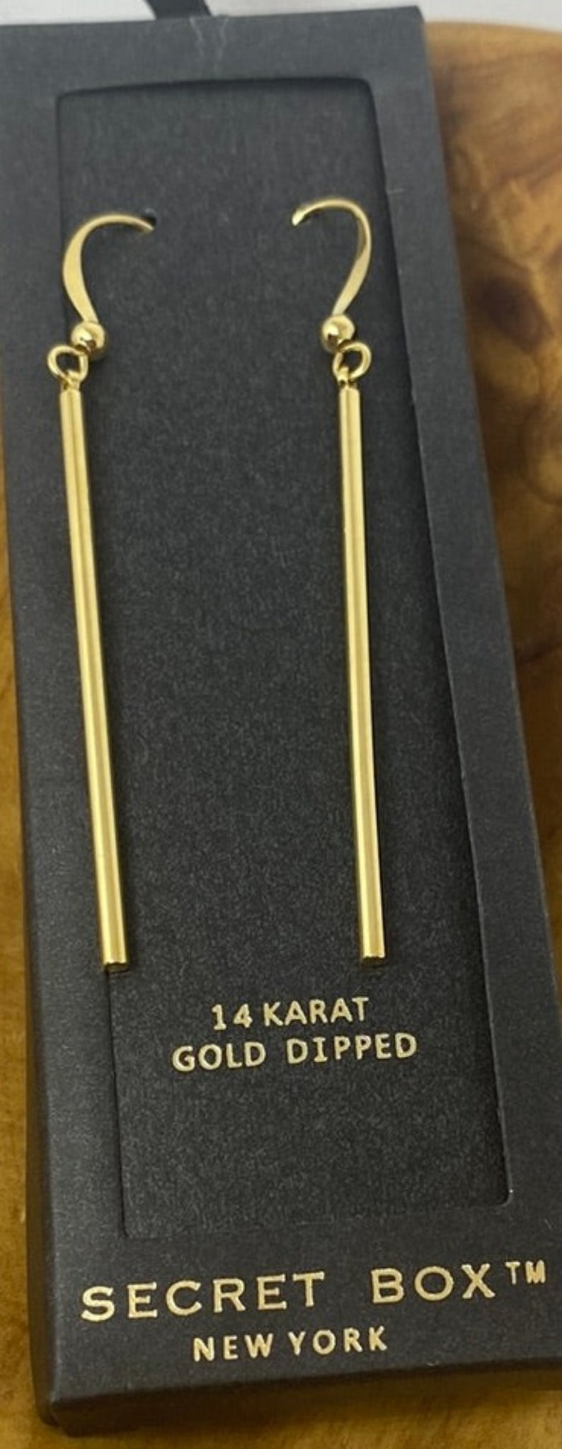 14K Gold Dipped Long Stick Dangle Earrings