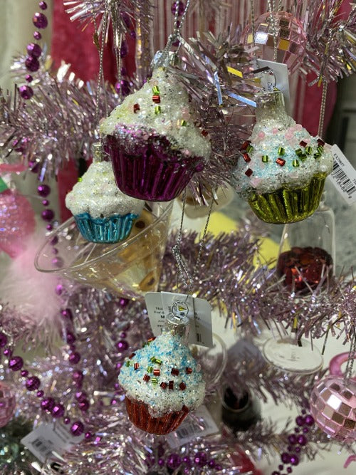 Set of Four Mini Cupcake 1.75 inch Ornaments