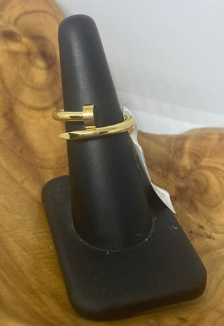 Stainless Steel Gold Tone Nail Ring