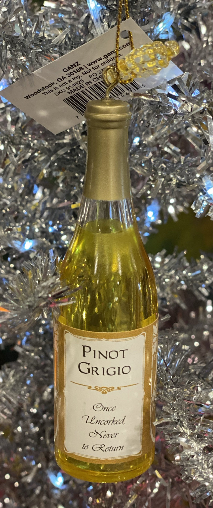 Pinot Grigio Bottle Of Wine Ornament