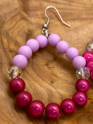 Lavender Pink Ball Beaded Loop Earrings