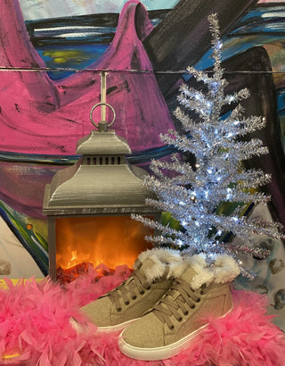 24 inch Prelit LED Silver Tinsel Tree
