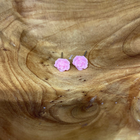 Pink Flower Post Earrings