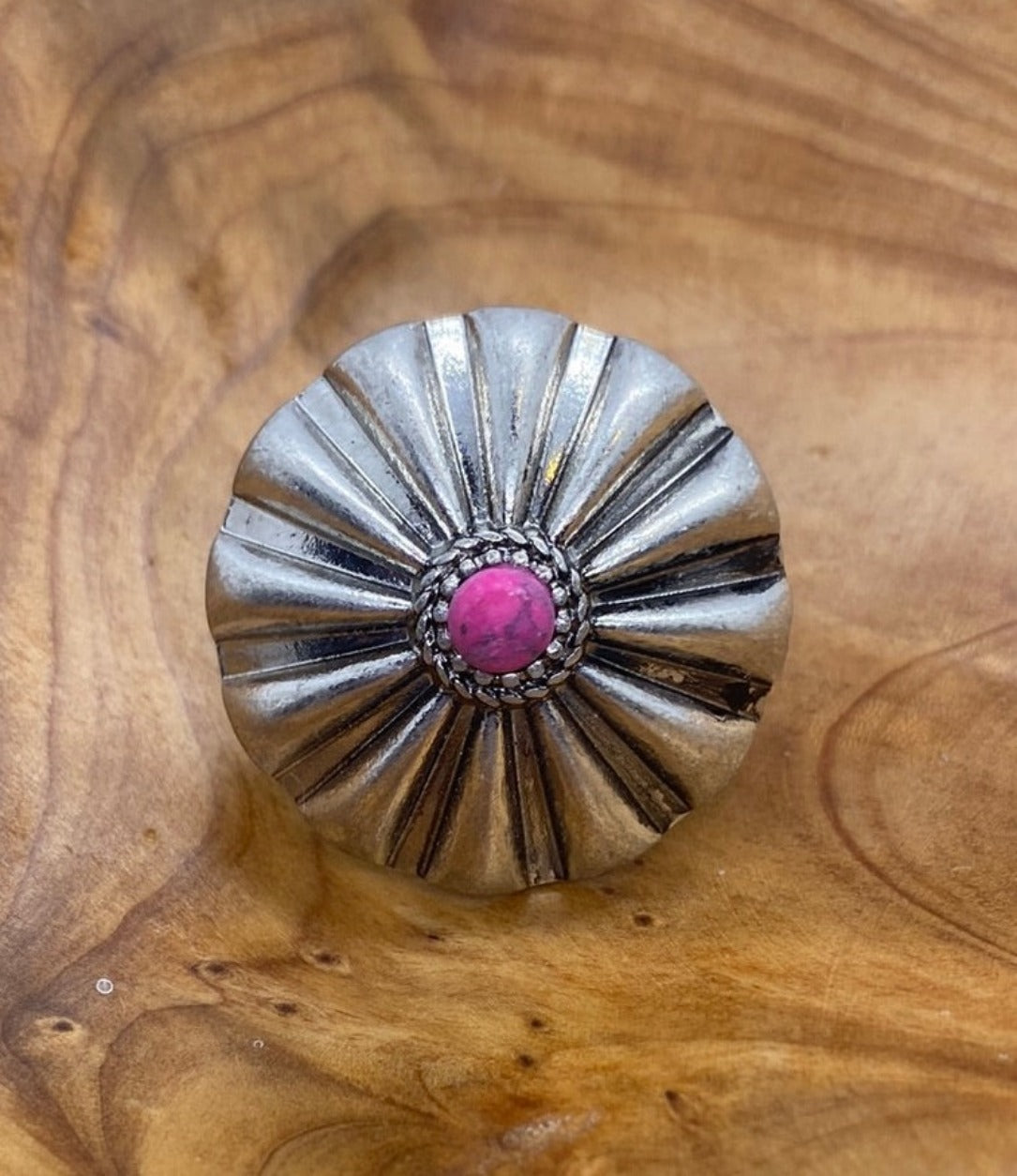 Pink Silver Stretch Ring
