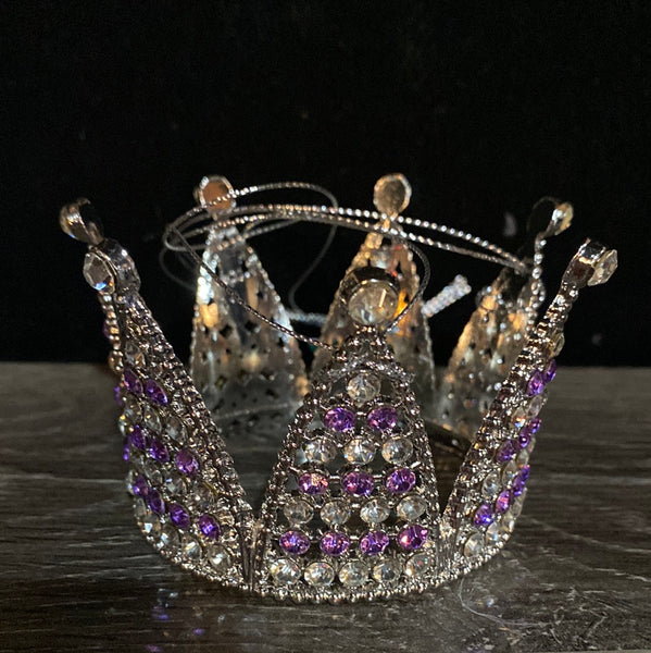 Purple Clear Rhinestone  Crown Ornament