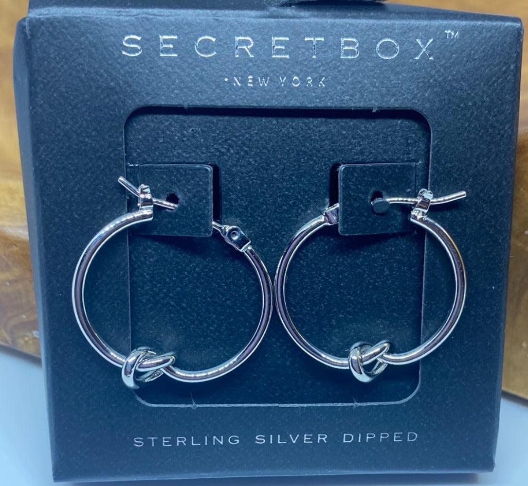 Sterling Silver Dipped Love Knot Hoop Earrings