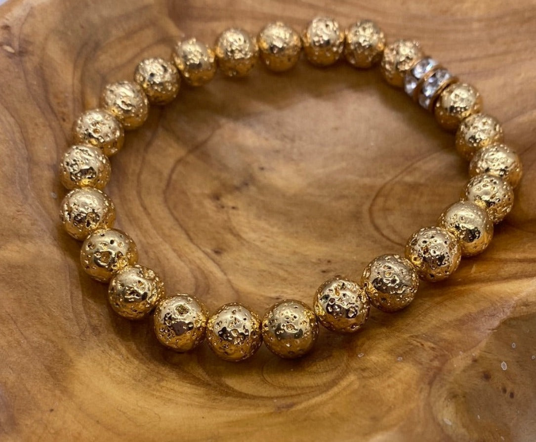 Plus Size Rose Gold Lava Bead Bracelet