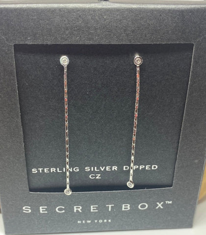 Cz Diamond Sterling Silver Dipped Dangle Earrings