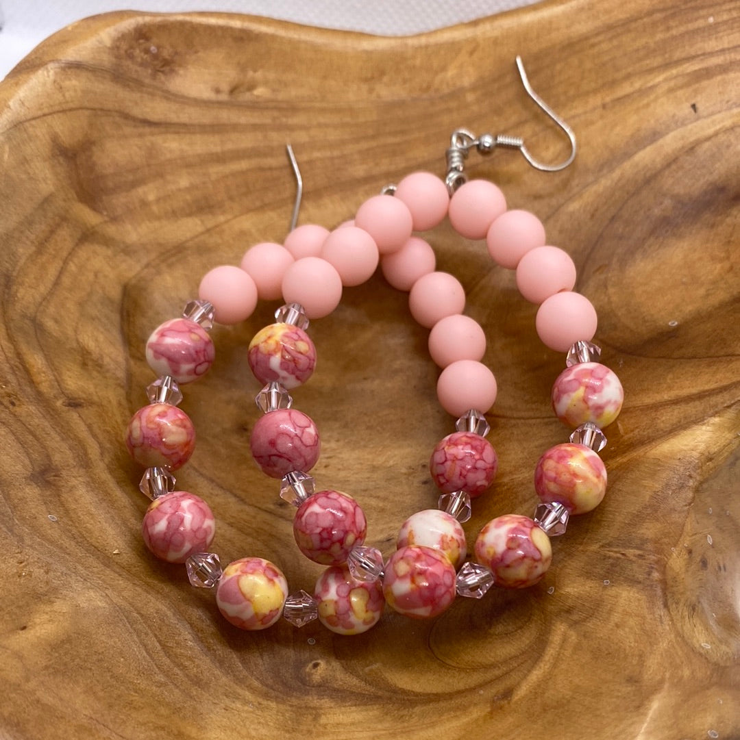 Custom Shades of Baby Pink Solid Loop Earrings