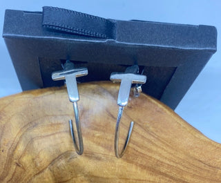 White Gold Dipped 30mm Cross Hoop Earrings