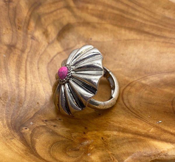 Pink Silver Stretch Ring