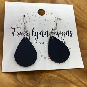 Small Black Leather Earrings