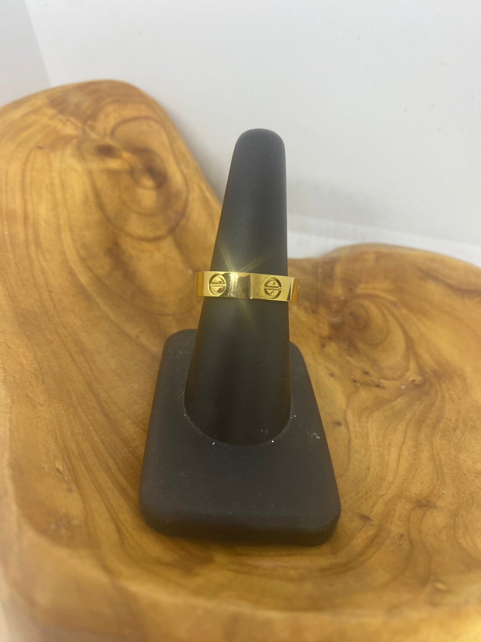 Stainless Steel Gold Tone Band Ring