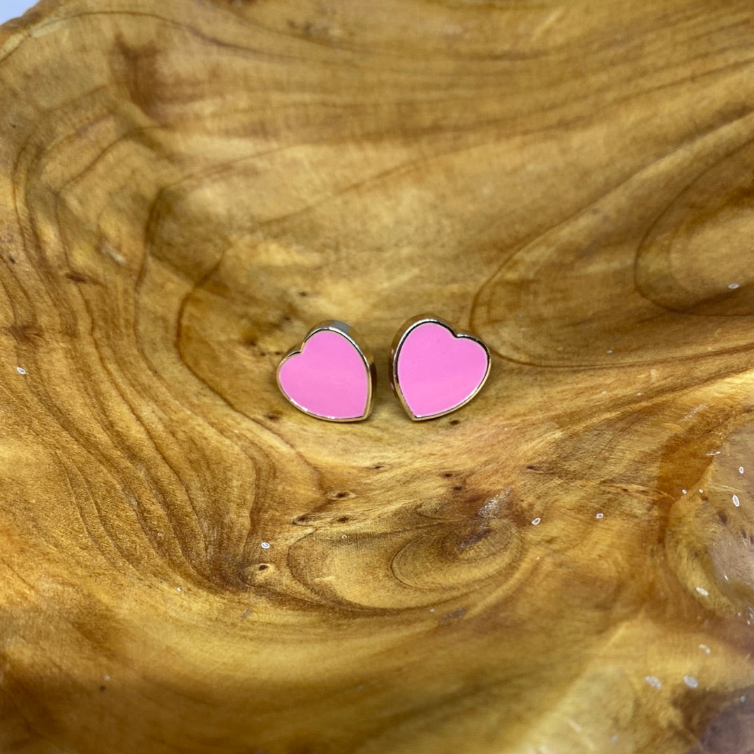 Pale Pink Heart Post Earrings