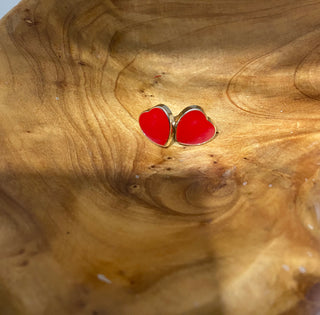 Red Heart Post Earrings