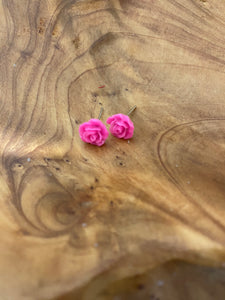 Fuchsia Rose Post Earrings