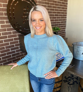 Long Sleeve Pullover Blue Sweater