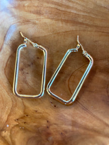 Gold Tone Long Rectangle Earrings