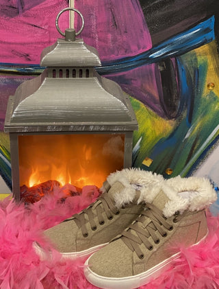 High Top Lace Up Shoe Boot Templin Faux Fur Detail