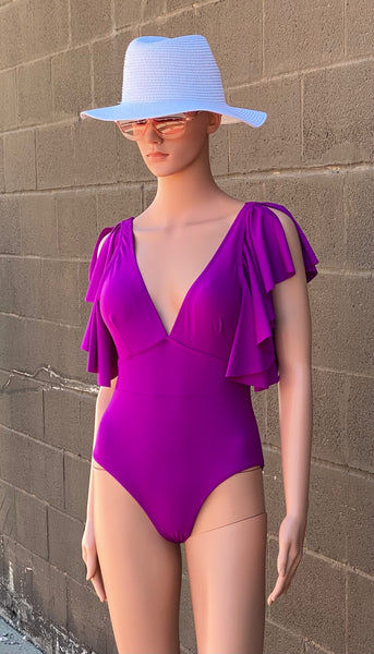 Frill sleeve swimsuit sales