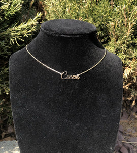 Cancer Handwritten Gold Tone Zodiac Chain Necklace