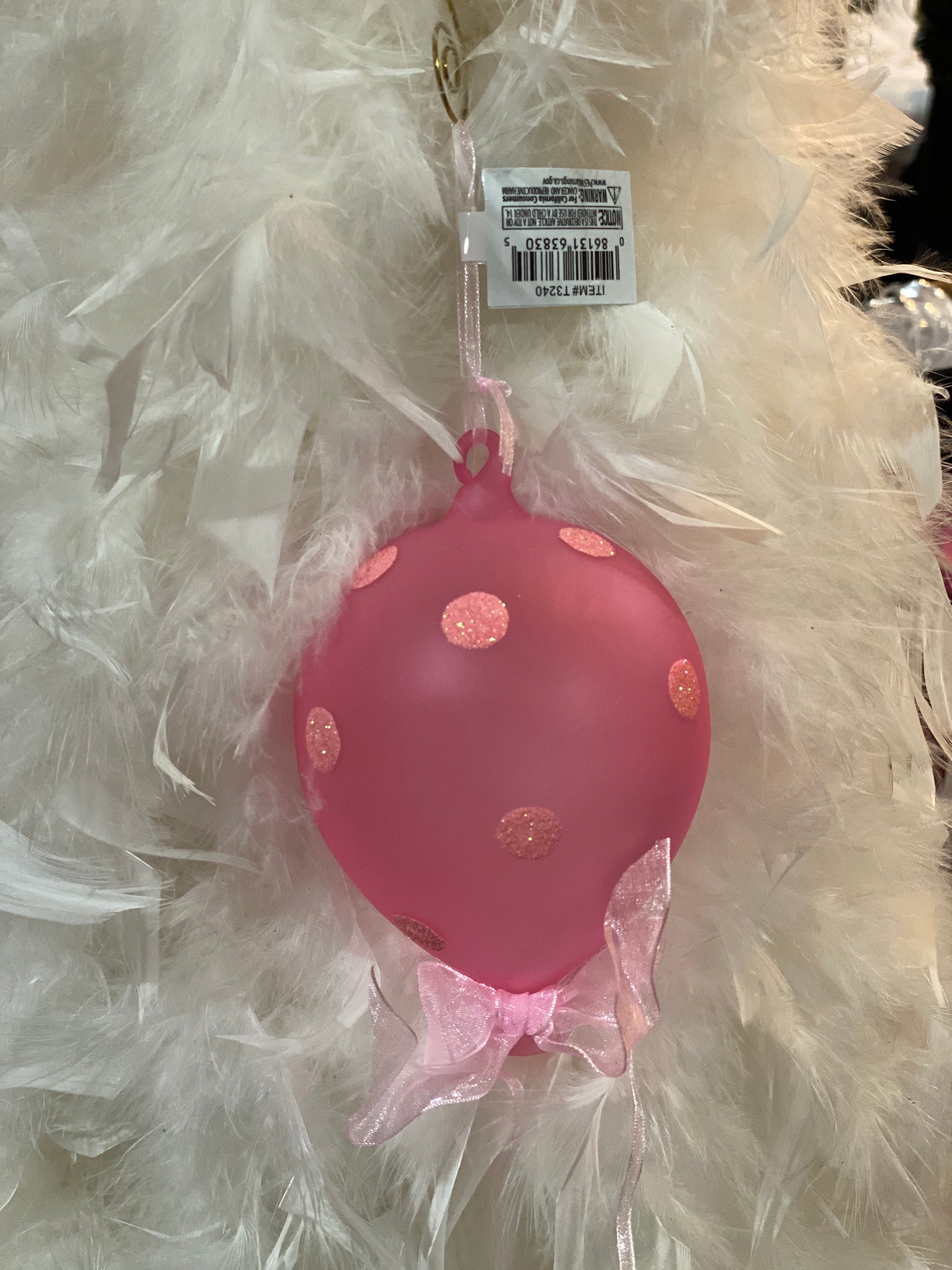 Pink Glitter Dot Balloon Ornament