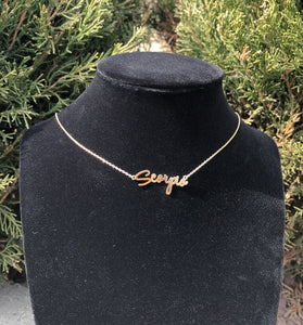 Scorpio Handwritten Gold Tone Zodiac Chain Necklace