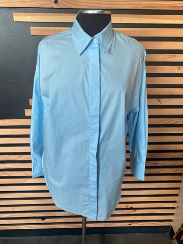 Long Sleeve Button Down Collar Light Blue Shirt