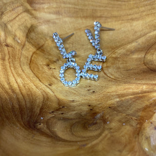 Clear Rhinestone Love Earrings