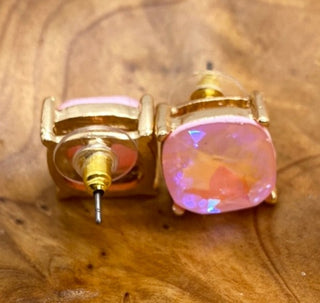 Baby Pink Square Post Earrings