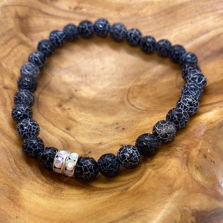 Plus Size Black White Round bead Stretch Bracelet
