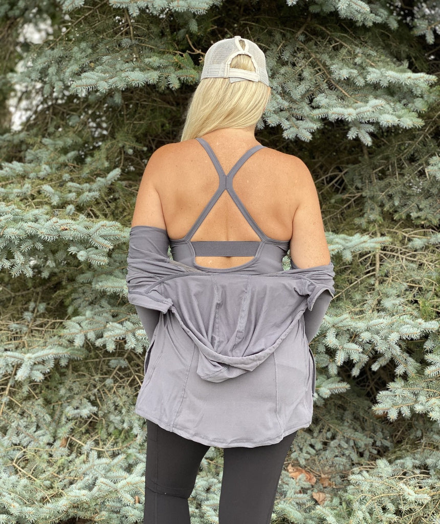 Rae Mode Womens Fitted Athleisure Hooded Yoga Jacket