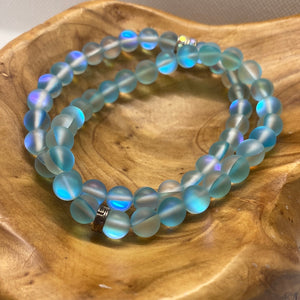 Plus Size Turquoise Blue Mermaid Glass Stretch Bracelet