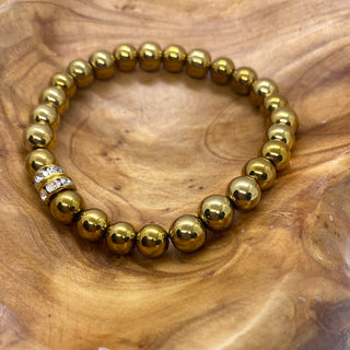 Plus Size Gold Round Ball Stretch Bracelet