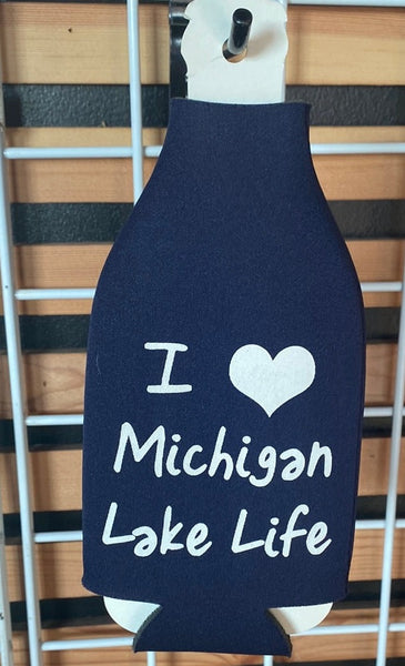I Love Michigan Lake Life Beer Bottle Cooler