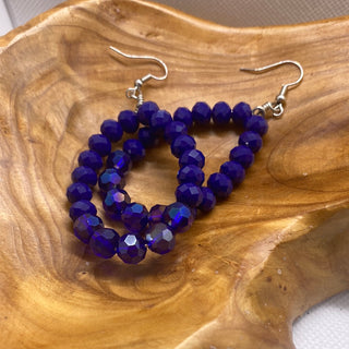 Custom Blue Beaded Loop Earrings