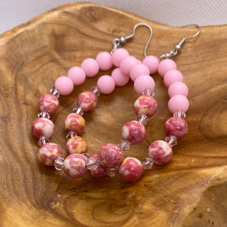 Shades of Deep Pink Solid Loop Earrings