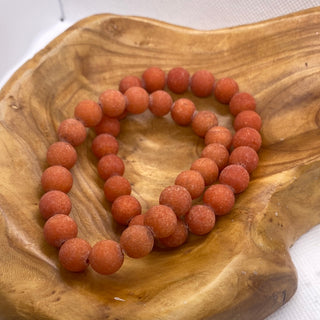 Burnt Orange Round Bead Stretch Bracelet