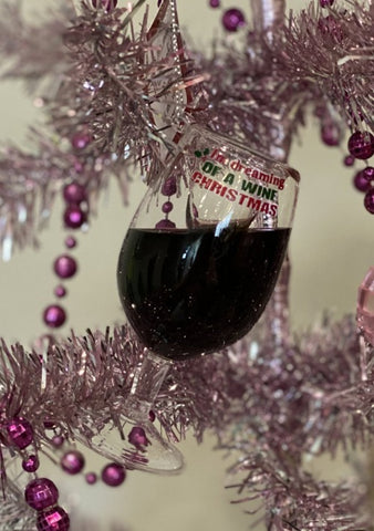 I'm Dreaming of A Wine Christmas Red Wine Glass Ornament