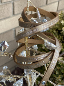 Leather Foil Stamped Inspirational  Wrap Around You Look Beautiful Bracelet Metallic Bronze