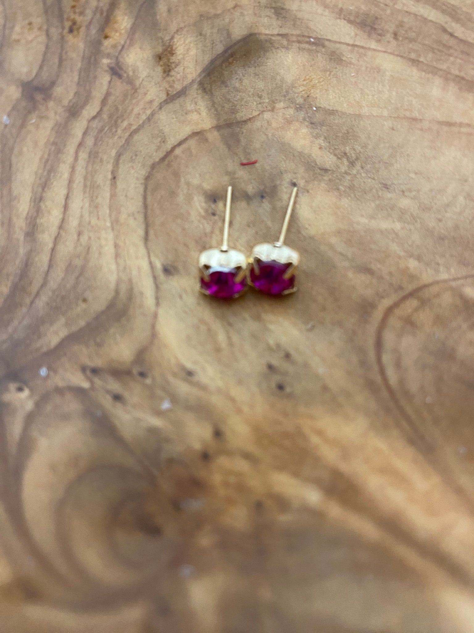 Fuchsia Rhinestone Stud Earrings