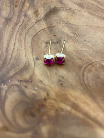 Fuchsia Rhinestone Stud Earrings